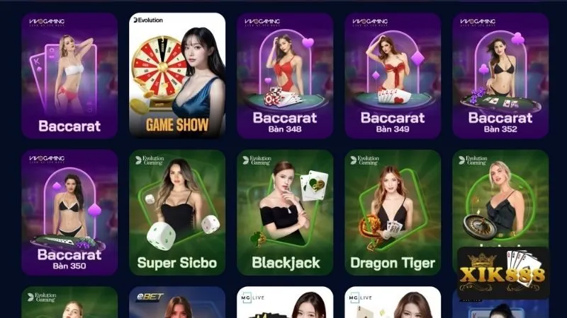 Thể loại Live Baccarat siêu hot tại Xik888